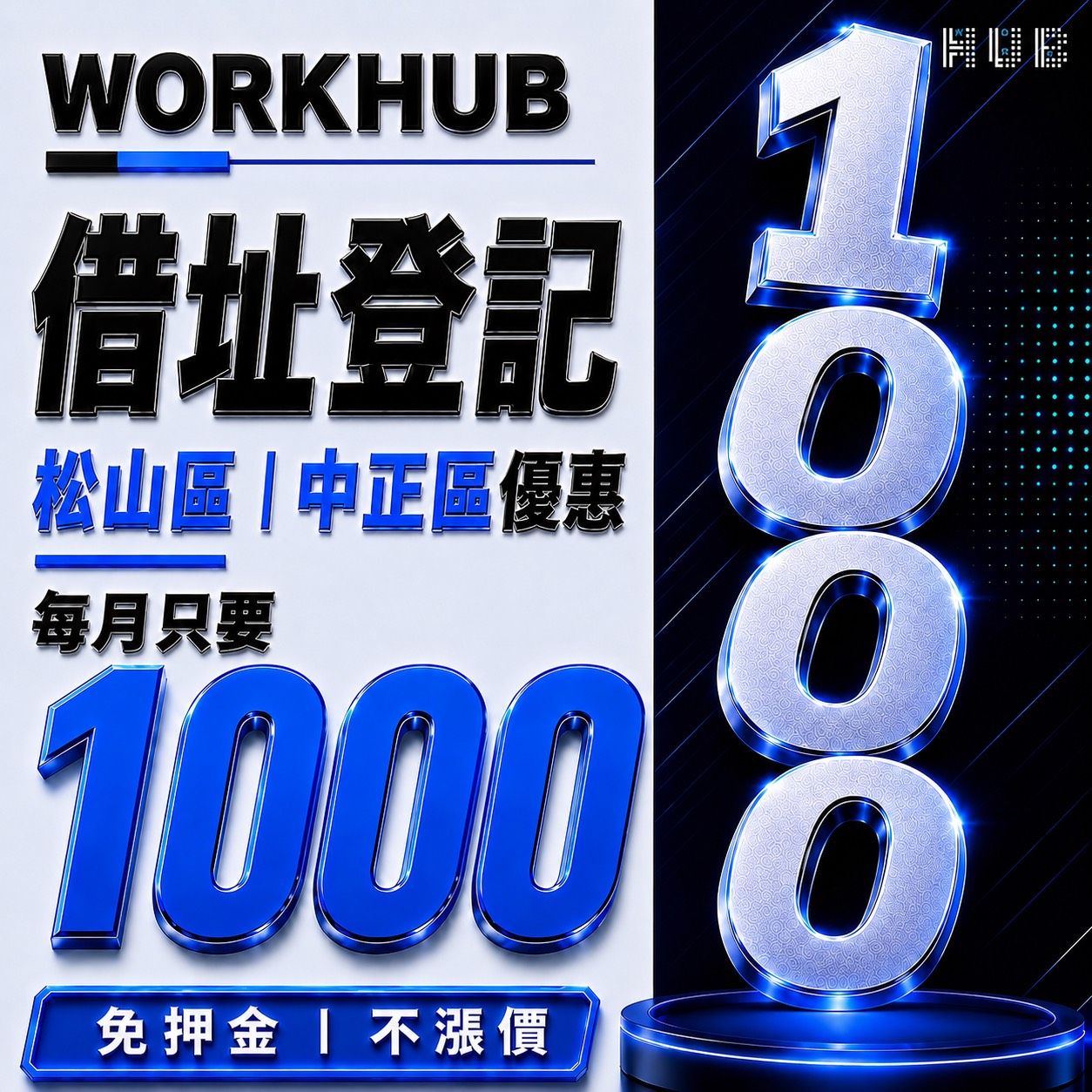 WORKHUB 企業借址登記|台北黃金門面,每月僅需 $1,000